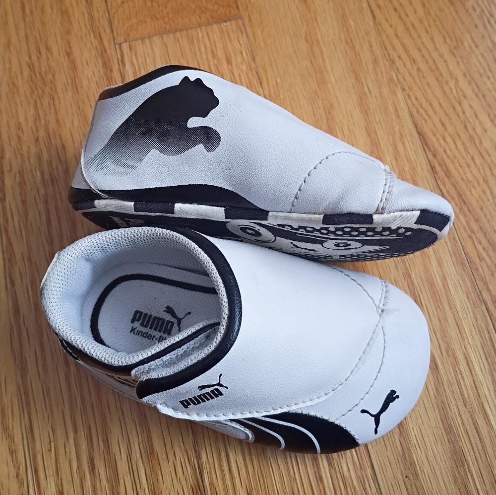 PUMA Kinder-fit Motorsport Baby Sneakers White Black Comfort Hook & Loop US 4 - Picture 6 of 9